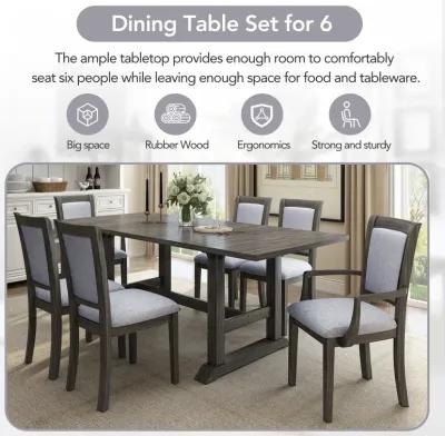 Merax 7-Piece Updated Extendable Trestle Dining Table Set