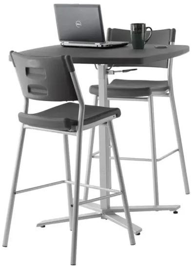 NPS® Café Time Adjustable-Height Table, Charcoal Slate Top & Silver Frame