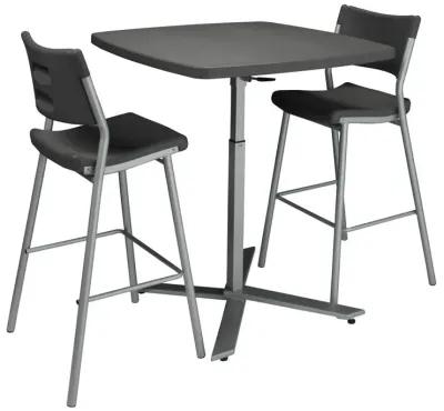 NPS® Café Time Adjustable-Height Table, Charcoal Slate Top & Silver Frame