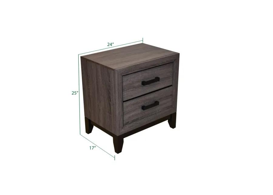 Sierra Contemporary Style 2Drawer Nightstand Made With Wood In Gray