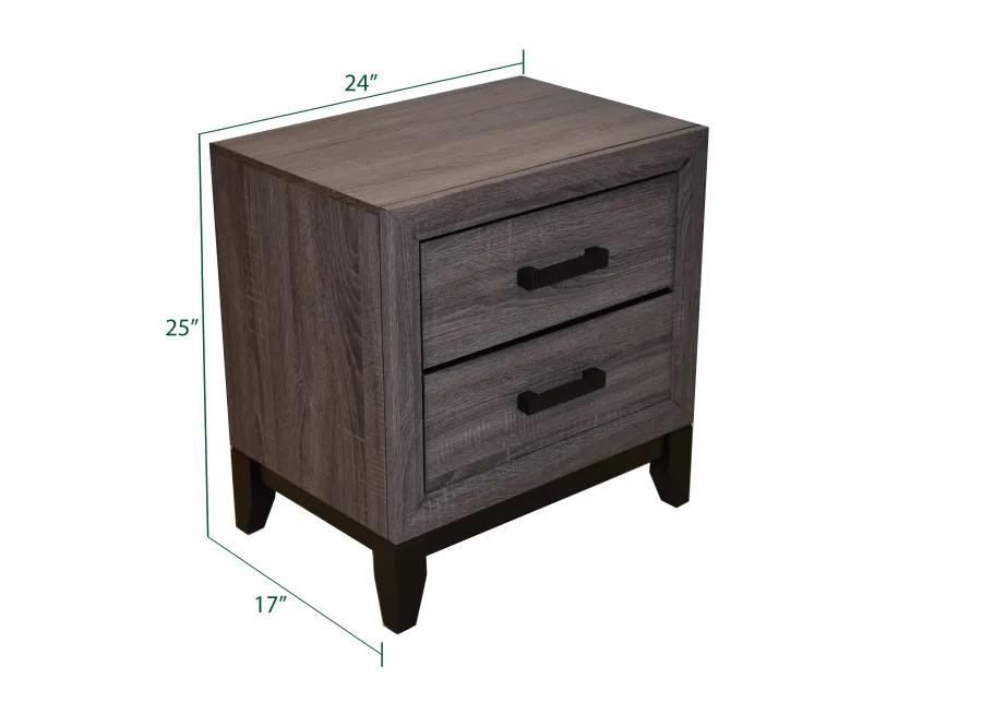 Sierra Contemporary Style 2Drawer Nightstand Made With Wood In Gray