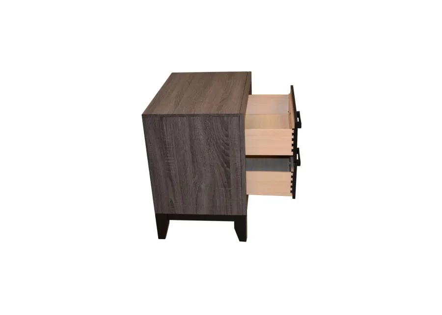 Sierra Contemporary Style 2Drawer Nightstand Made With Wood In Gray