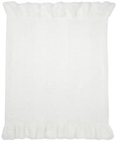 Lambs & Ivy Signature White Ruffled Lux Minky/Jersey Chevron Baby Blanket