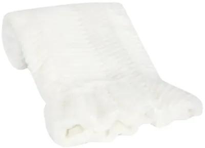 Lambs & Ivy Signature White Ruffled Lux Minky/Jersey Chevron Baby Blanket