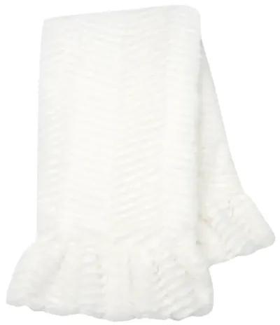 Lambs & Ivy Signature White Ruffled Lux Minky/Jersey Chevron Baby Blanket