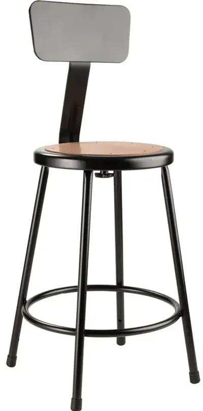 NPS® 24"Heavy Duty Steel Stool With Backrest, Black