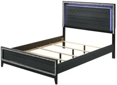 Queen Bed, LED & Weathered Black Finish