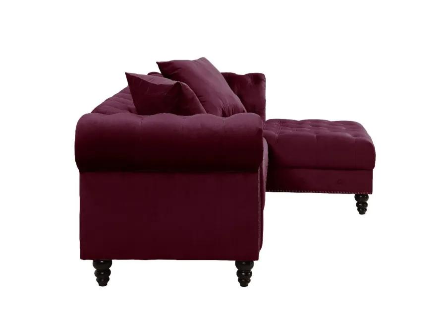 Sectional Sofa with 2 Pillows Velvet Sleek and Comfortable Seating for Your Living Space