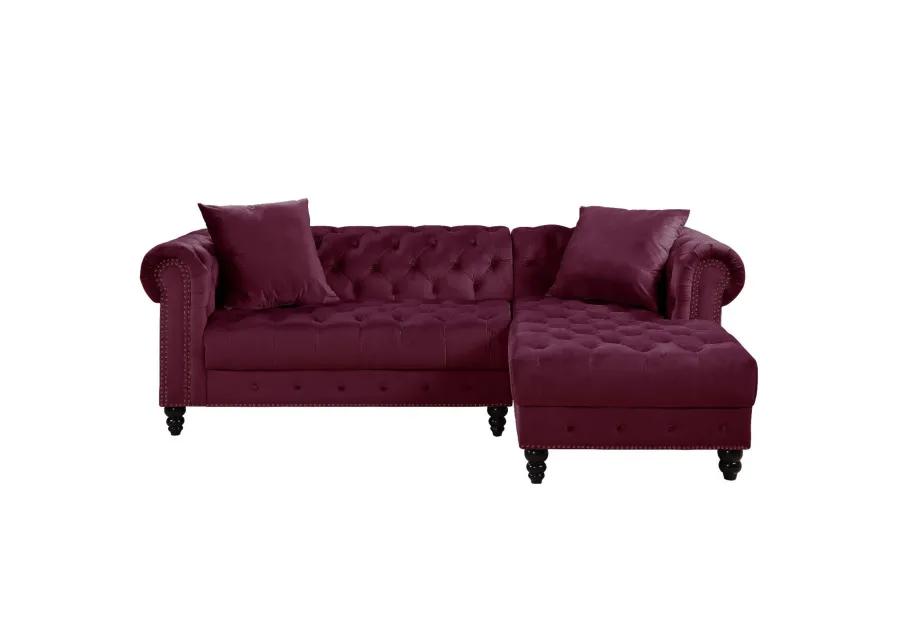 Sectional Sofa with 2 Pillows Velvet Sleek and Comfortable Seating for Your Living Space