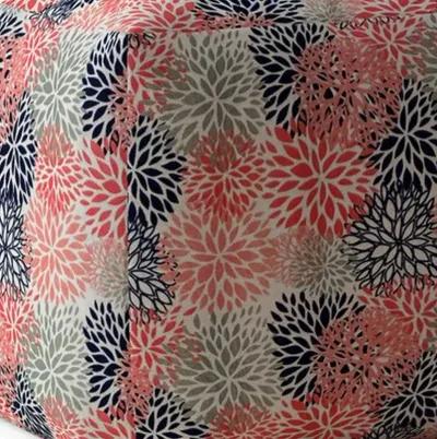 Homezia 17" Coral Polyester Floral Pouf Ottoman