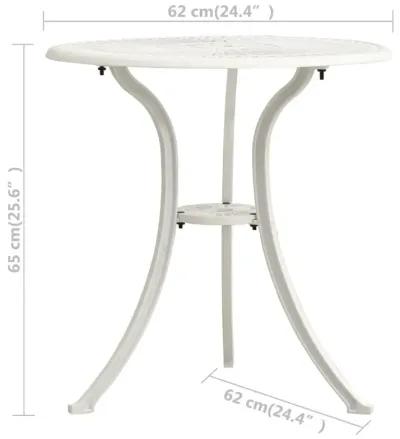 vidaXL Garden Table White 24.4"x24.4"x25.6" Cast Aluminum