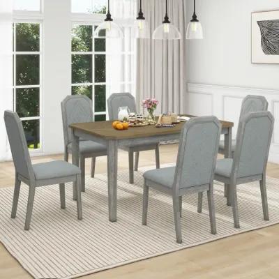 Merax 7-Piece Farmhouse Dining Table Chairs Set