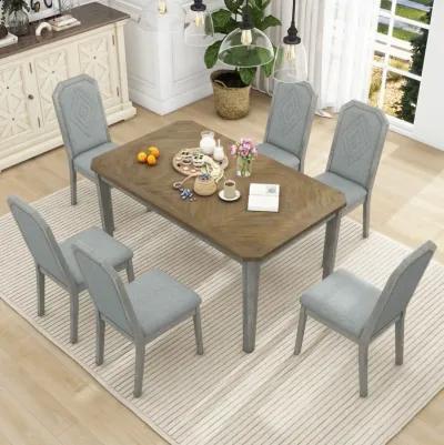 Merax 7-Piece Farmhouse Dining Table Chairs Set