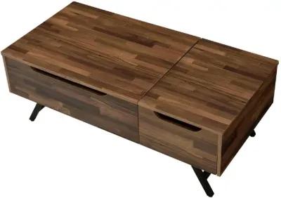 Wooden Coffee Table with Lift Top Storage and 1 Drawer, Walnut Brown-Benzara