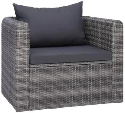 vidaXL 6 Piece Garden Sofa Set with Cushions & Pillows Poly Rattan Gray