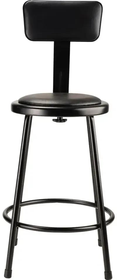 NPS® 24"Heavy Duty Vinyl Padded Steel Stool With Backrest, Black