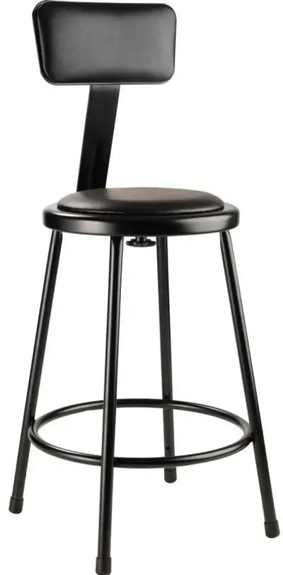 NPS® 24"Heavy Duty Vinyl Padded Steel Stool With Backrest, Black