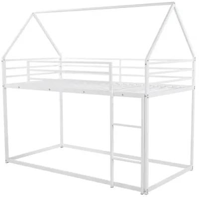 Twin over Twin House Bunk Bed with Built-in Ladder