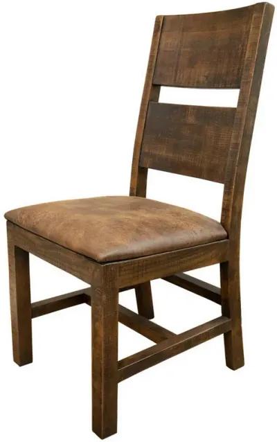 Ross 22 Inch Dining Chair with Faux Leather Seat, Mango Wood, Dark Brown-Benzara