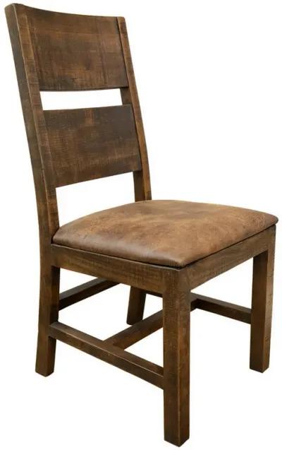 Ross 22 Inch Dining Chair with Faux Leather Seat, Mango Wood, Dark Brown-Benzara