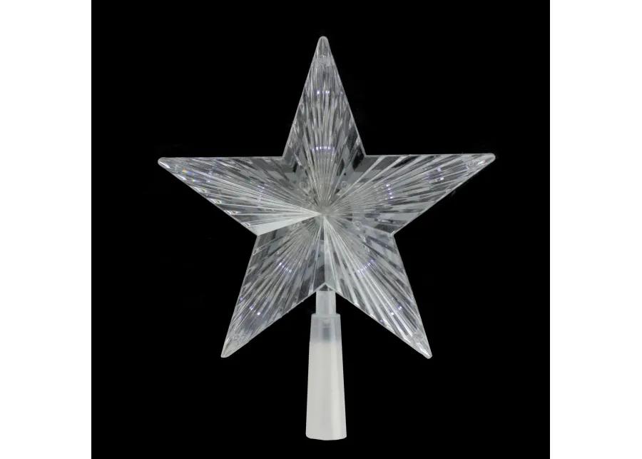 8" Pre-Lit Clear Crystal Star Christmas Tree Topper - Clear LED Lights