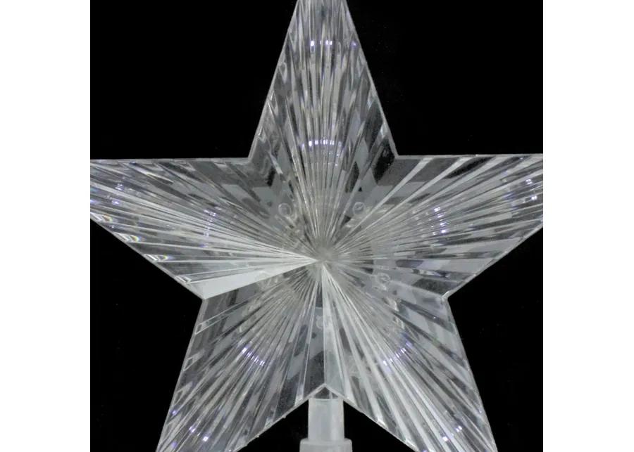 8" Pre-Lit Clear Crystal Star Christmas Tree Topper - Clear LED Lights