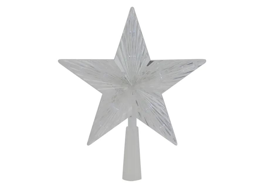 8" Pre-Lit Clear Crystal Star Christmas Tree Topper - Clear LED Lights