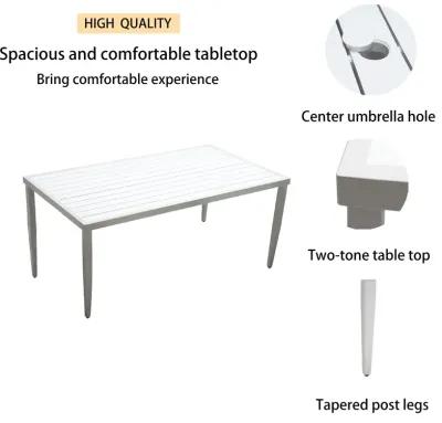 MONDAWE 7-Piece Modern Patio Dining Set with 4 Dining Chairs & 2 Swivel Rockers and Two-tone Table Top Rectangle Table