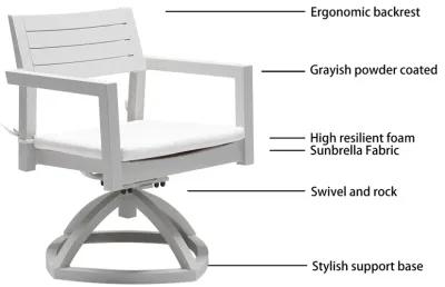 MONDAWE 7-Piece Modern Patio Dining Set with 4 Dining Chairs & 2 Swivel Rockers and Two-tone Table Top Rectangle Table