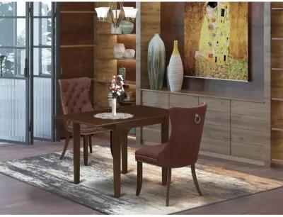 3 Piece Modern Dining Table Set Consists of a Rectangle Kitchen Table