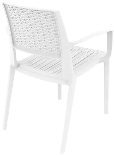 32" White Outdoor Patio Wickerlook Dining Arm Chair