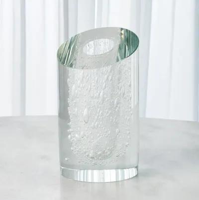 Slant Vase-Clear with Bubbles