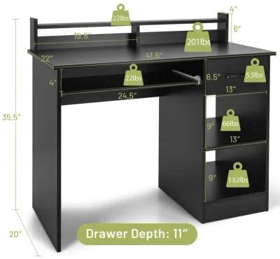 Study Laptop Table with Drawer and Keyboard Tray