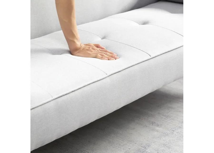 Modern Linen Futon Sofa Bed with Armrests