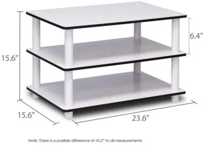 11173 Just 3-Tier No Tools Coffee Table, White w/White Tube