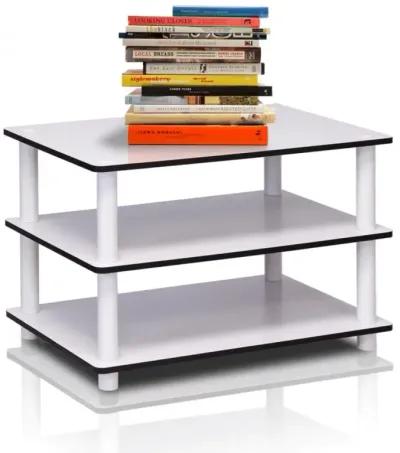 11173 Just 3-Tier No Tools Coffee Table, White w/White Tube