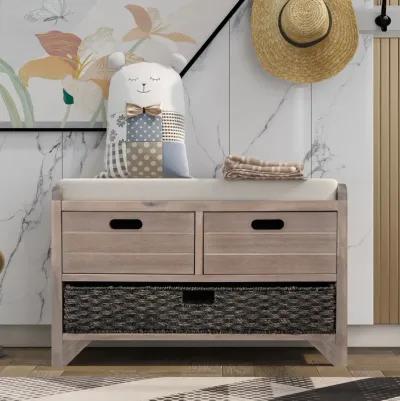 Merax Storage Bench with Removable Basket and 2 Drawers