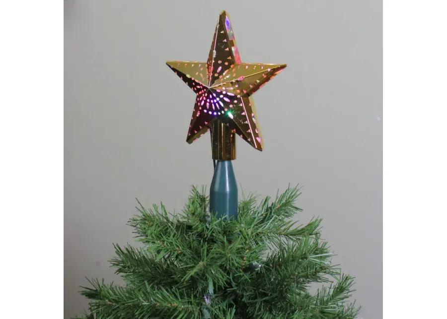 11.5" Lighted Gold Kaleidoscope Christmas Tree Topper - Multicolor LED Lights