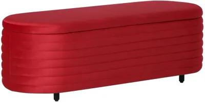 WestinTrends 54" Wide Mid-Century Modern Upholstered Velvet Tufted Oval Storage Ottoman Bench