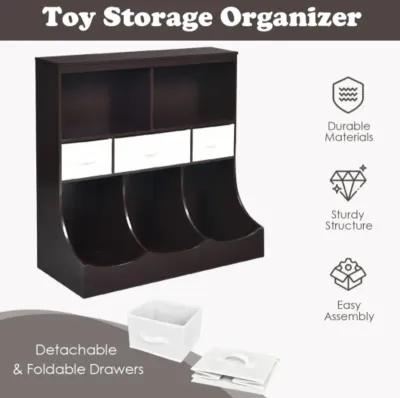 Freestanding Combo Cubby Bin Storage Organizer Unit with 3 Baskets