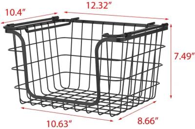 Oceanstar Stackable Metal Wire Storage Basket Set for Pantry, Countertop, Kitchen or Bathroom � Black, Set of 3