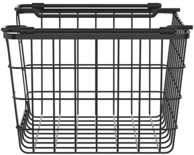 Oceanstar Stackable Metal Wire Storage Basket Set for Pantry, Countertop, Kitchen or Bathroom � Black, Set of 3