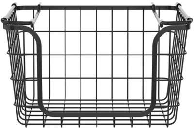 Oceanstar Stackable Metal Wire Storage Basket Set for Pantry, Countertop, Kitchen or Bathroom � Black, Set of 3