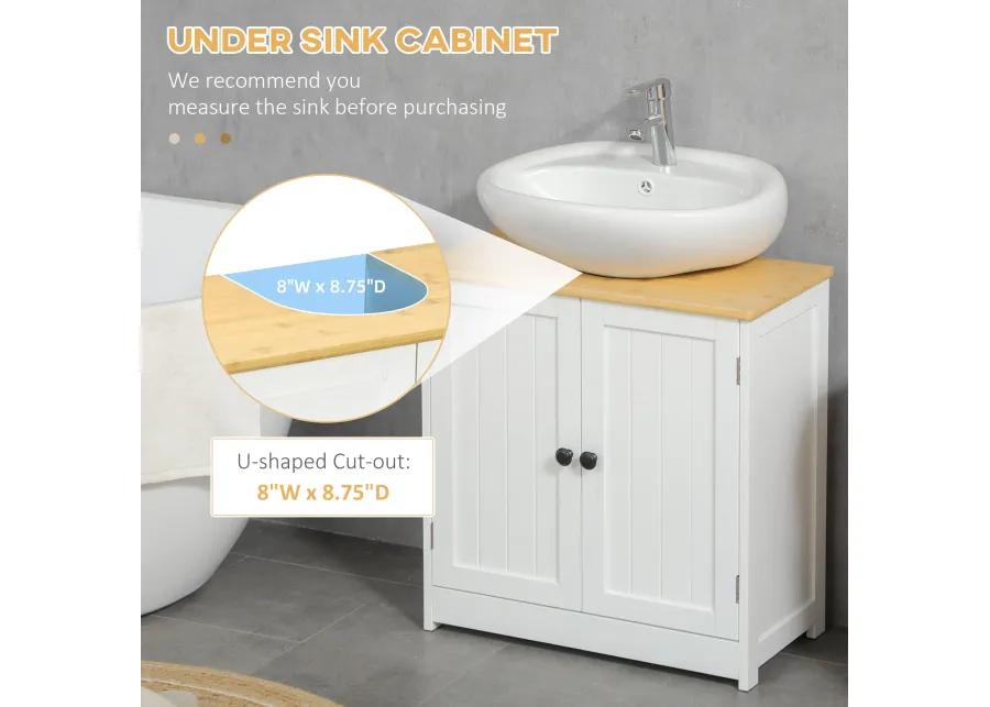 White Bathroom Storage: Under Sink Vanity Cabinet with 2 Doors