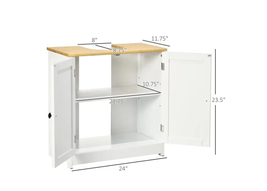 White Bathroom Storage: Under Sink Vanity Cabinet with 2 Doors