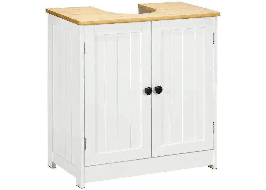 White Bathroom Storage: Under Sink Vanity Cabinet with 2 Doors