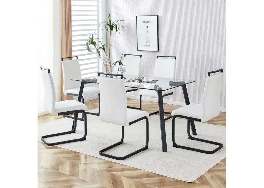 Rectangular Glass Dining Set with 4 Chairs