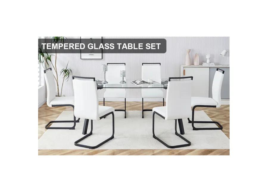 Rectangular Glass Dining Set with 4 Chairs