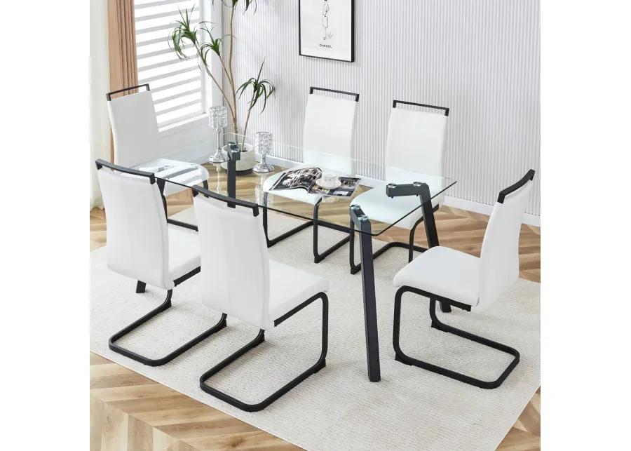 Rectangular Glass Dining Set with 4 Chairs