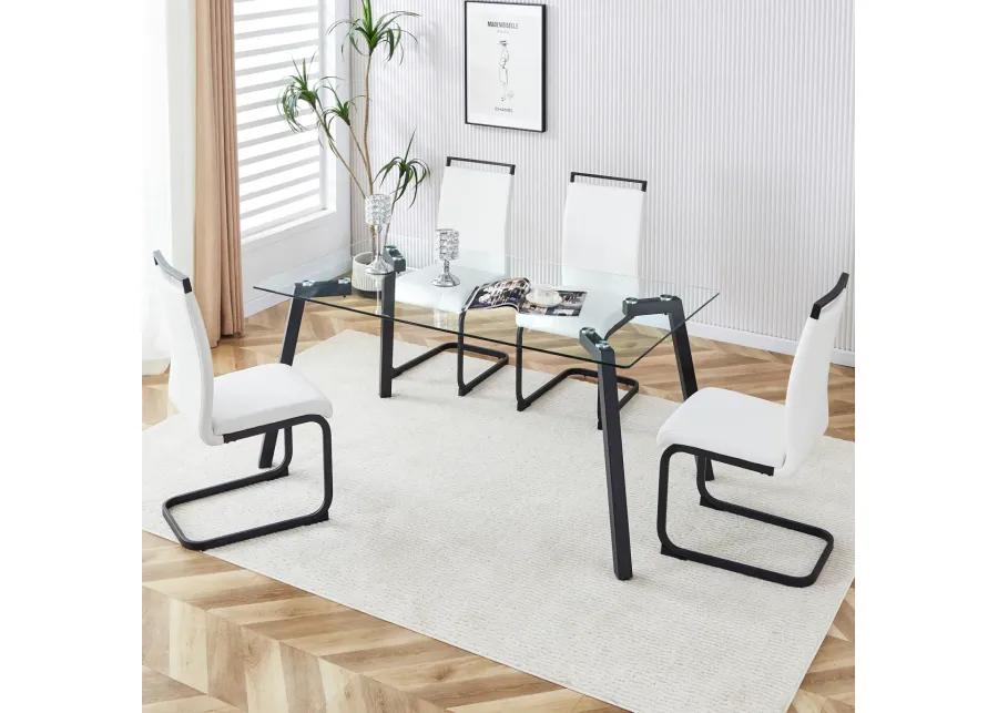 Rectangular Glass Dining Set with 4 Chairs